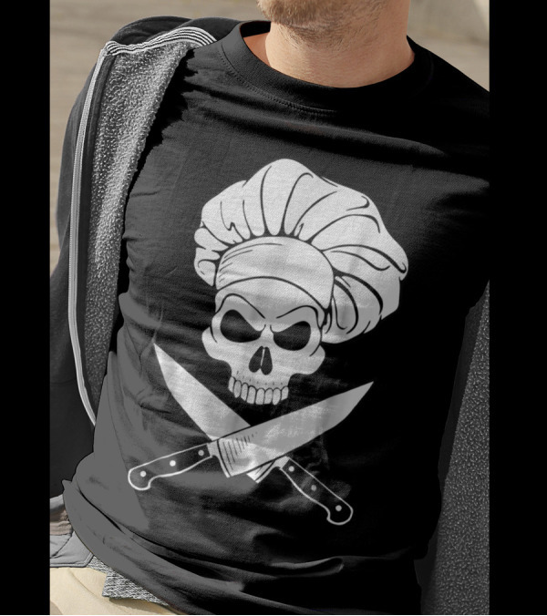 Chef Skull With Crossbones Knives And Chef Hat T-Shirt