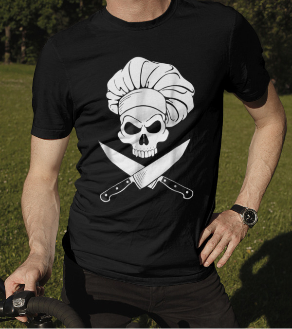 Chef Skull With Crossbones Knives And Chef Hat T-Shirt