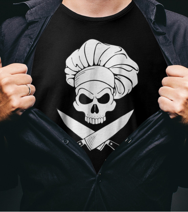 Chef Skull With Crossbones Knives And Chef Hat T-Shirt