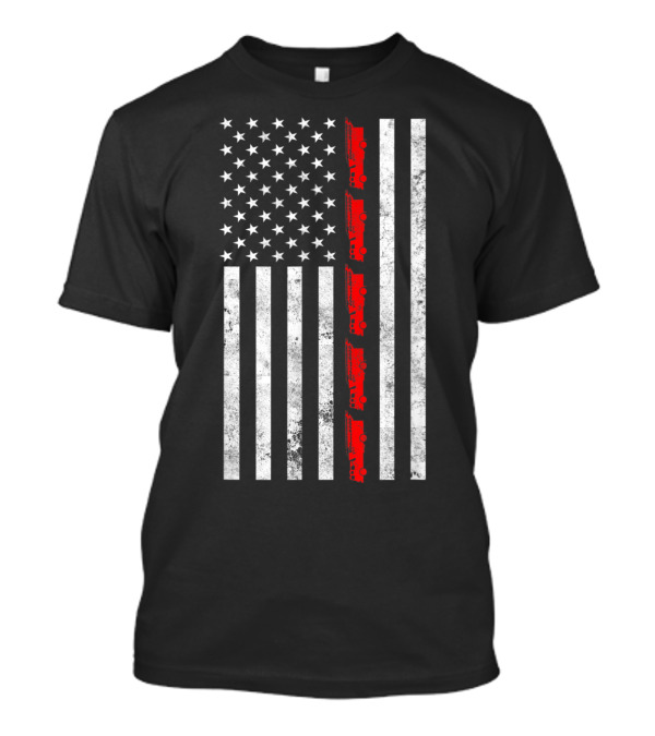 Distressed Thin Red Line American Flag Fire Truck T-Shirt