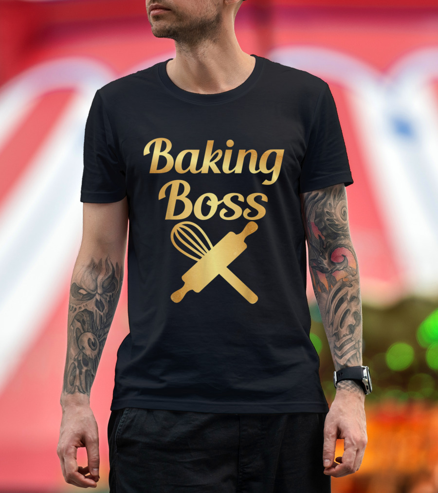 Baking Boss Whisk and Rolling Pin Iconic Funny Baker T-Shirt