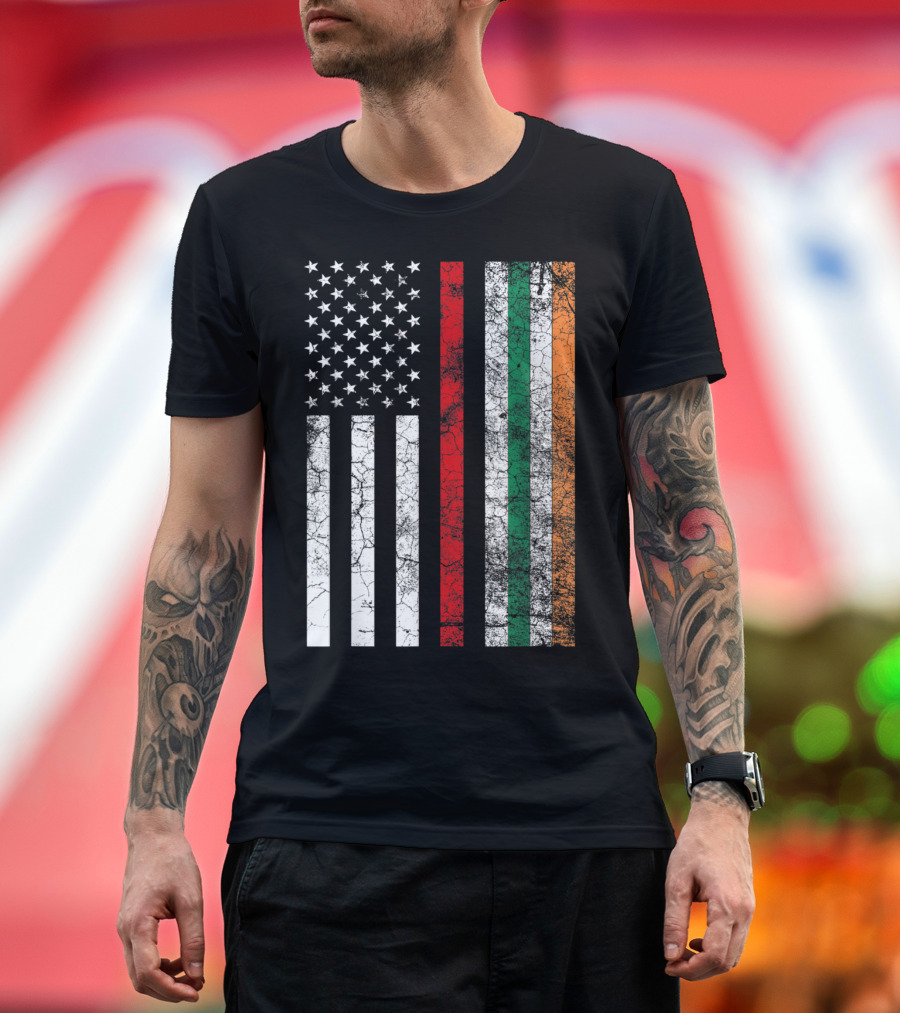 Fireman Red Line American Flag Irish St Patrick's Day T-Shirt