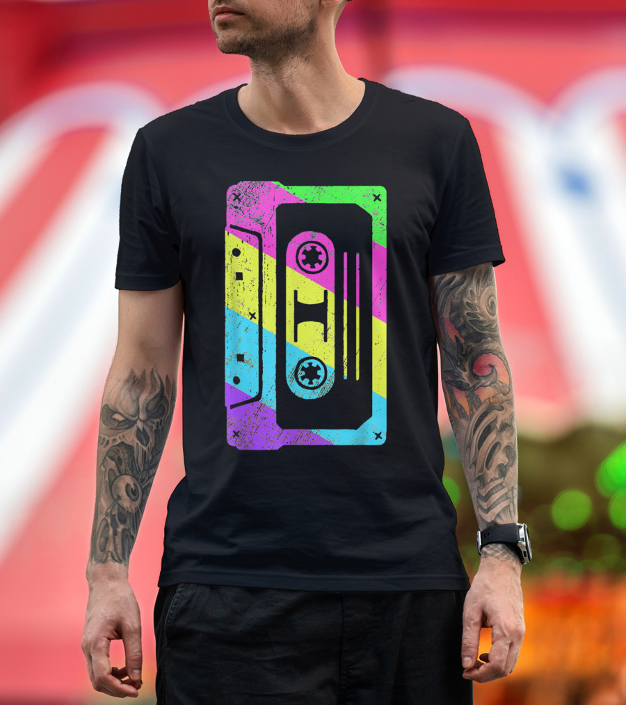 Cassette Tape Costume Vintage Retro Neon Pastel Music T-Shirt