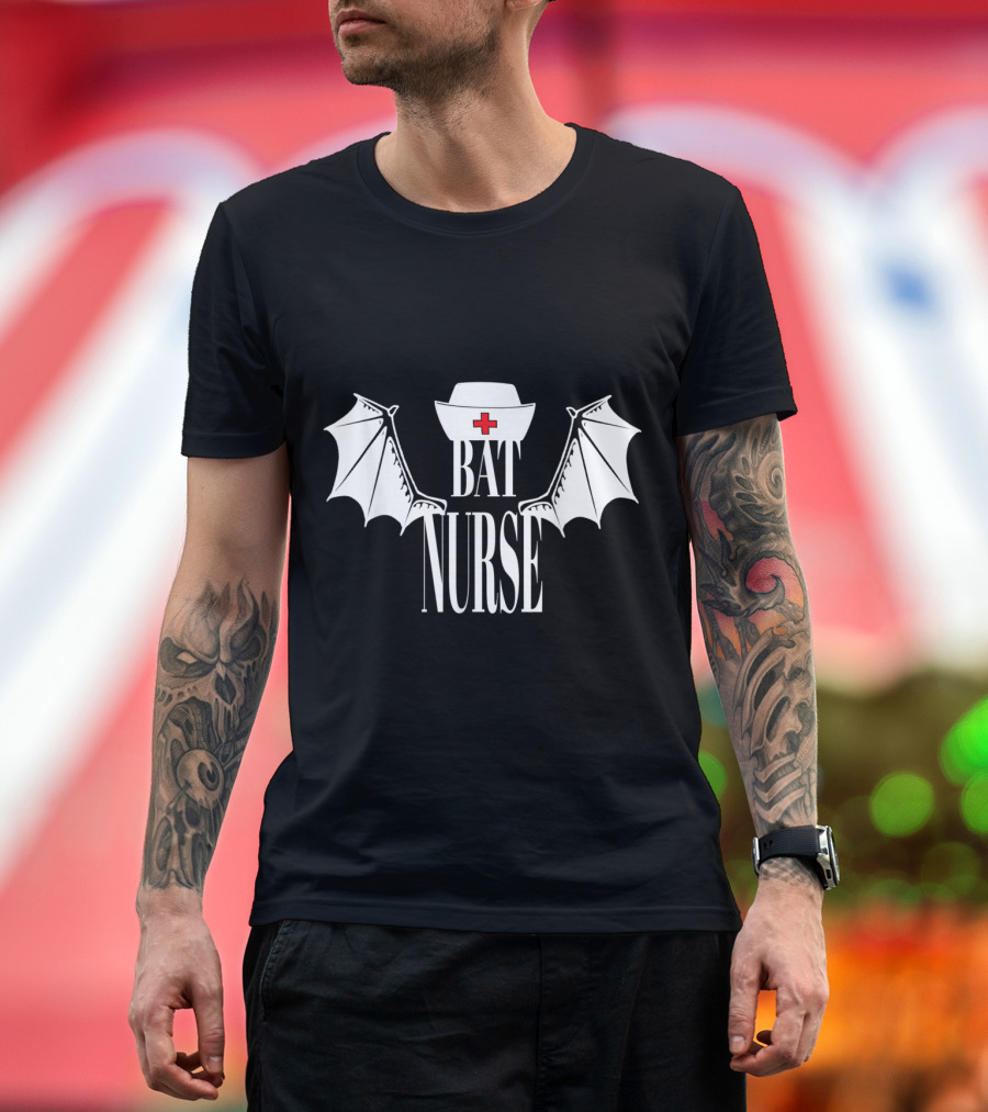 Bat Nurse with Nurse Hats and Bat Wings T-Shirt