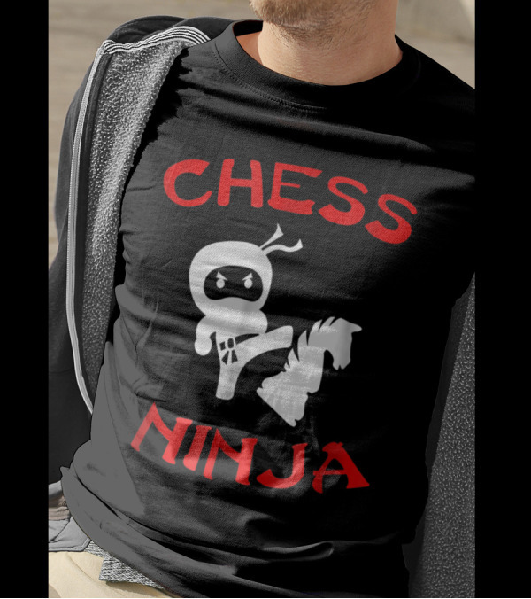 Chess Ninja With Knight Piece For Funny Nerdy Chess Lover T-Shirt