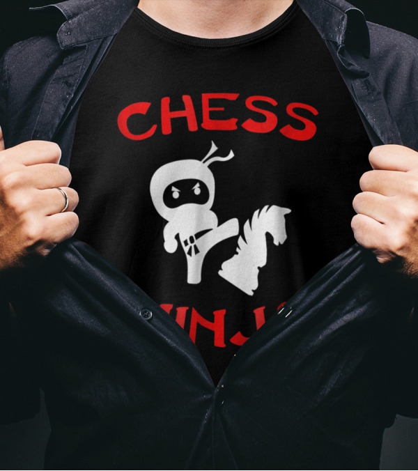 Chess Ninja With Knight Piece For Funny Nerdy Chess Lover T-Shirt