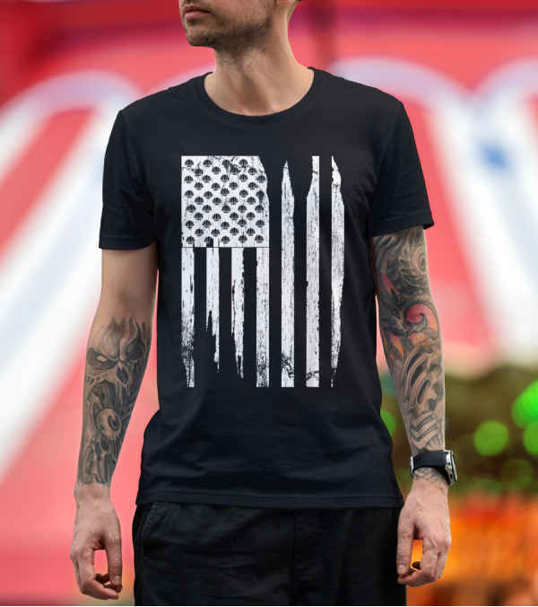 Premium T-Shirt: 4th Of July Mermaid Vintage Seashell American Flag T-Shirt 4th Of July Mermaid Vintage Seashell American Flag T-Shirt