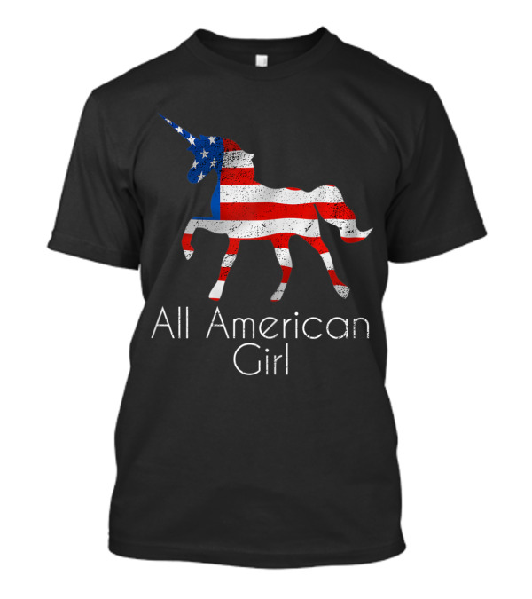 All American Girl 4th Of July Unicorn Flag USA Patriotic T-Shirt