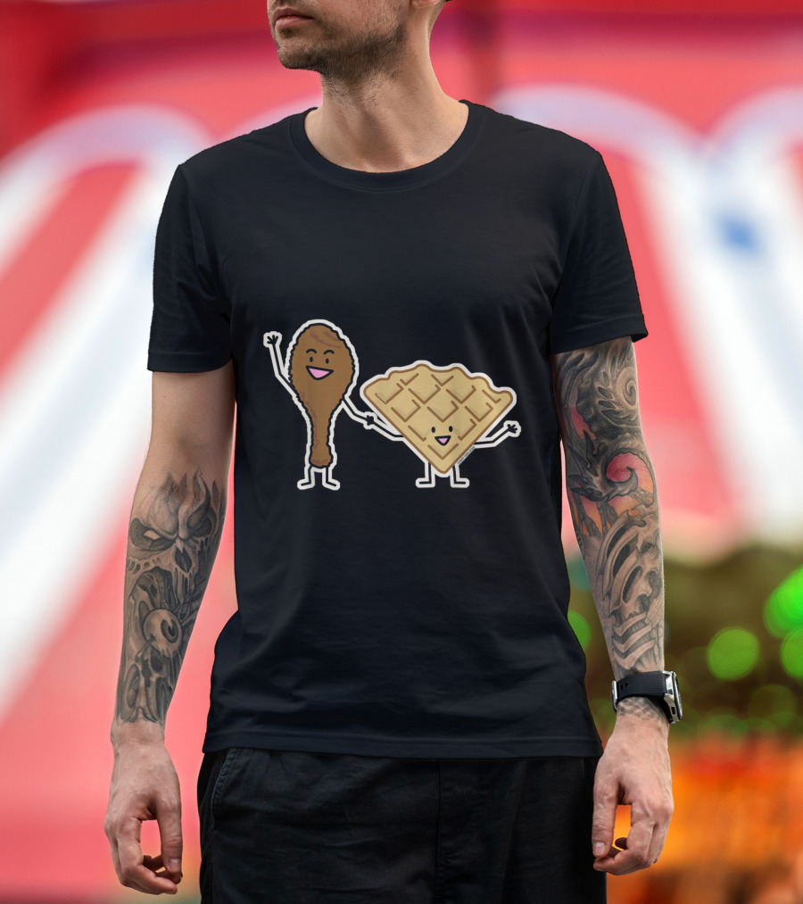Chicken and Waffles American Southern Comfort Food Delight Fun Character T-Shirt