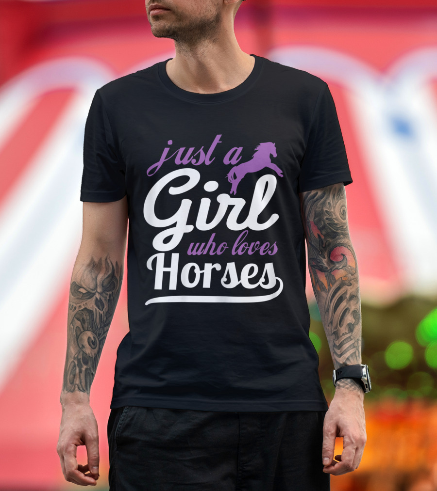 Just a Girl Who Loves Horses with Purple Horse T-Shirt