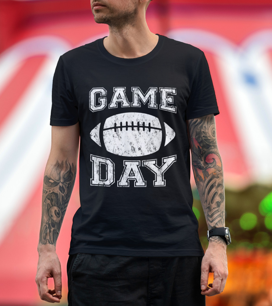 Game Day Football Graphic with Rustic Style Football T-Shirt