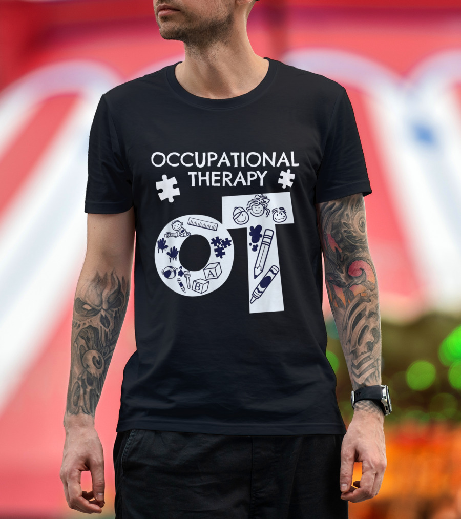 Occupational Therapist Playful Elements with Puzzle Pieces and Kid-Friendly T-Shirt