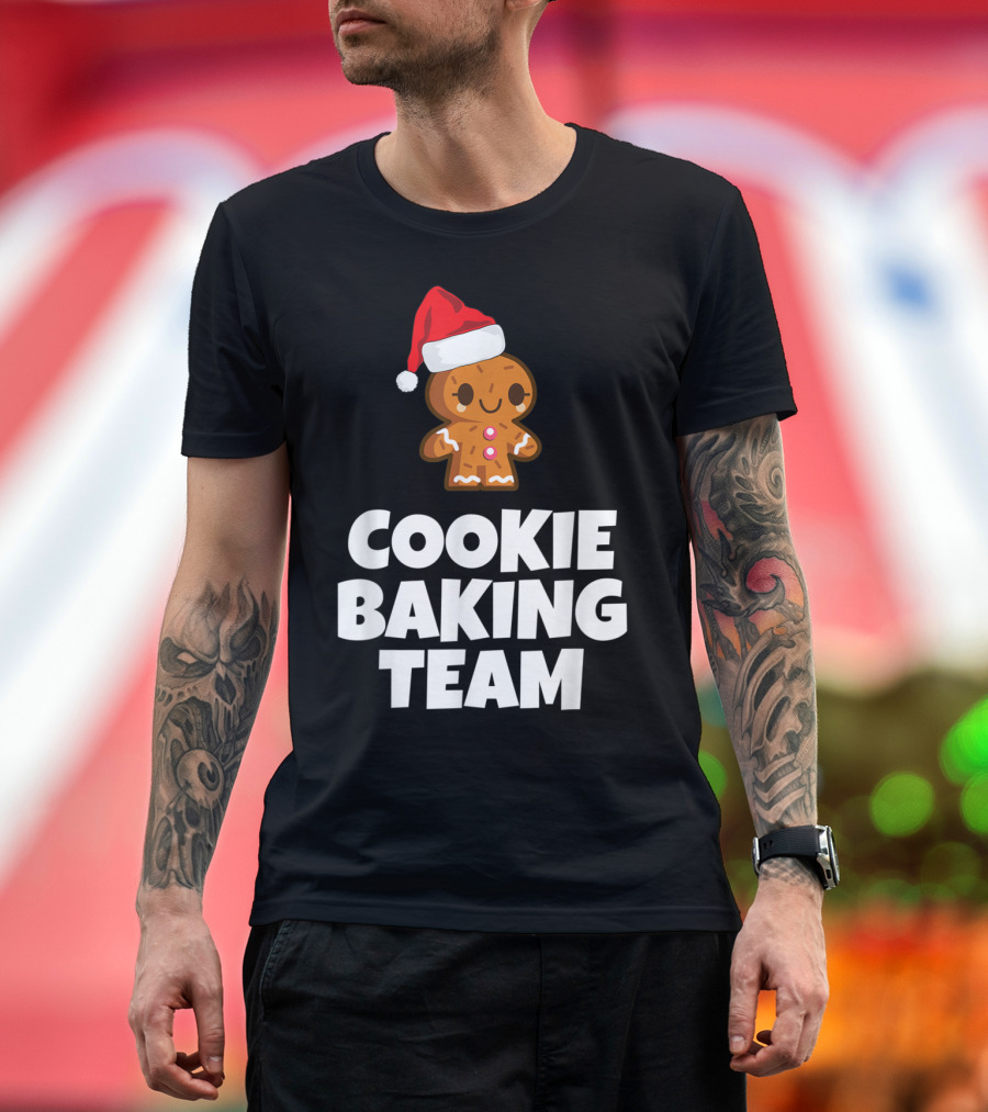 Cookie Baking Team Gingerbread and Santa Hat Holiday Charm T-Shirt