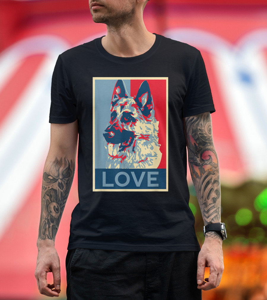German Shepherd K9 Dog Lover Pop Art Style Love T-Shirt