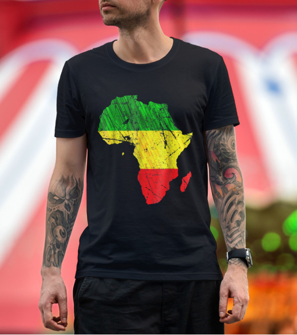 Premium T-Shirt: Africa Map Rasta Flag Colors Green Yellow Red Reggae T-Shirt Africa Map Rasta Flag Colors Green Yellow Red Reggae T-Shirt
