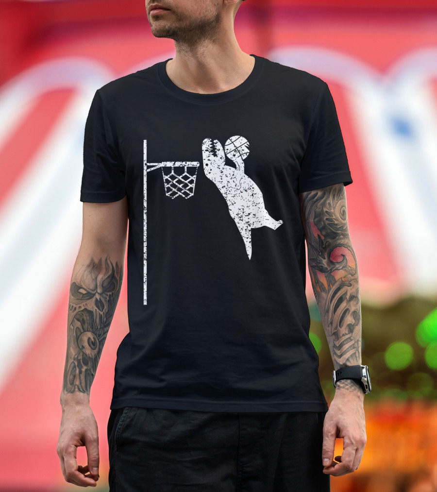 Funny Basketball Rex Dinosaur Tyrann Dunking Hoop T-Shirt