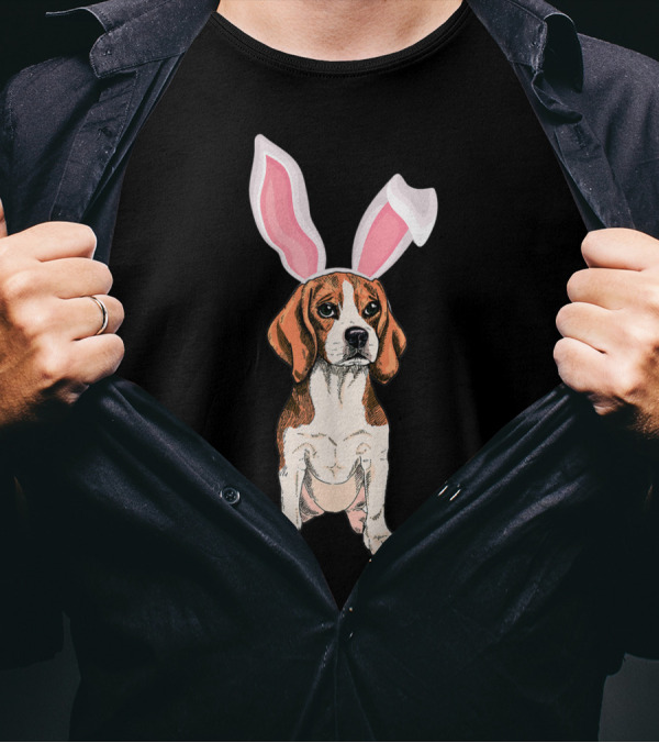 Beagle With Bunny Ears Hat For Funny Happy Easter Day T-Shirt