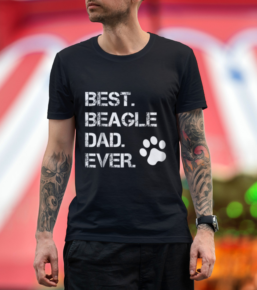 Best Beagle Dad Ever Paw Print Animal Lover T-Shirt