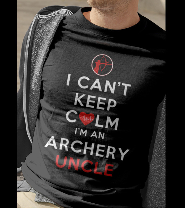 I Can't Keep Calm I'm An Archery Uncle Heartbeat Archery Emblem T-Shirt