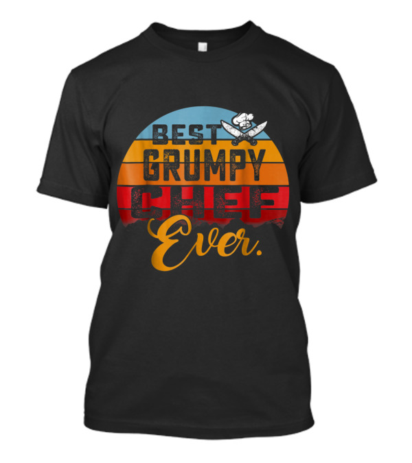 Best Grumpy Chef Ever Vintage Style With Chef Hat And Knives T-Shirt