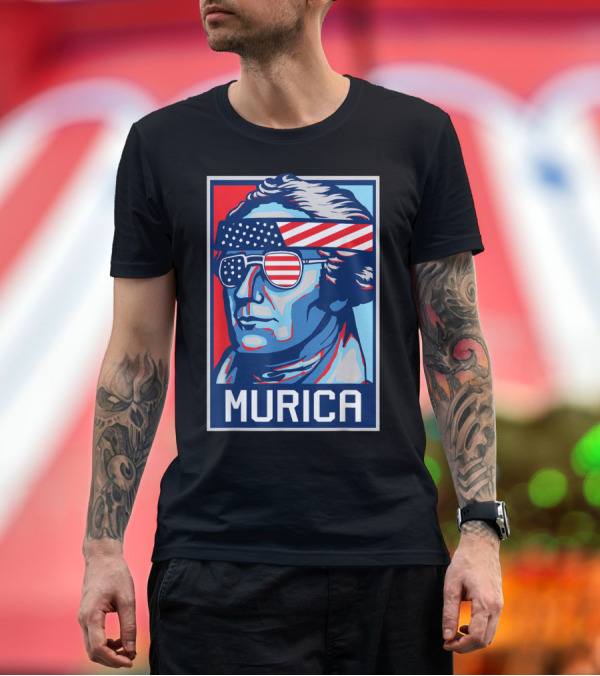 Premium T-Shirt: Alexander Hamilton Murica American Flag Sunglasses Patriotic 4th of July T-Shirt Alexander Hamilton Murica American Flag Sunglasses Patriotic 4th of July T-Shirt