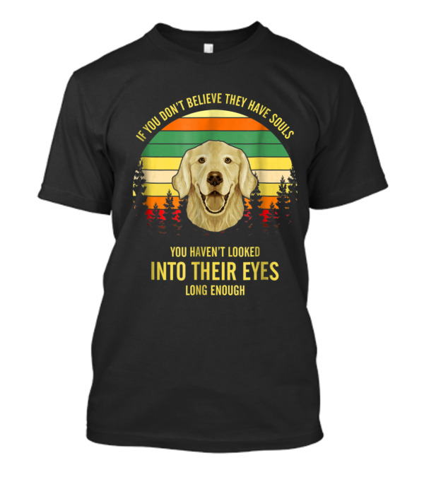 Golden Retriever Soulful Eyes Retro Forest T-Shirt