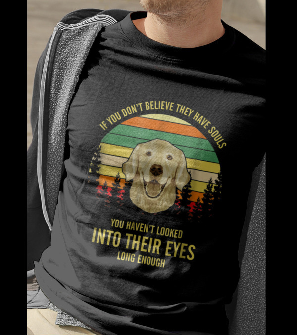 Golden Retriever Soulful Eyes Retro Forest T-Shirt