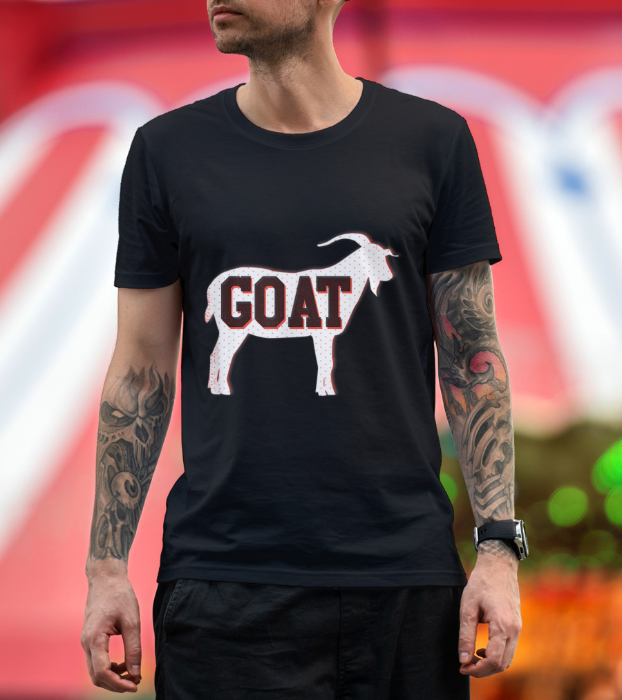 GOAT Text Inside Goat Silhouette with Red and Black T-Shirt