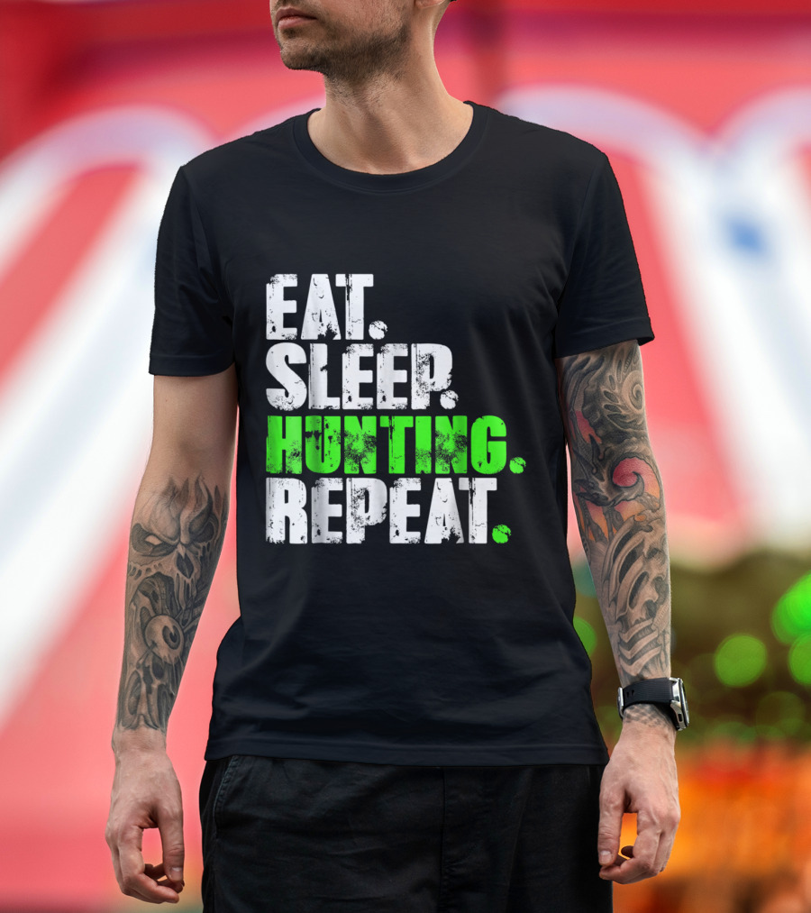 Eat Sleep Hunting Repeat Coach Bow Archery Lifestyle Cycle T-Shirt