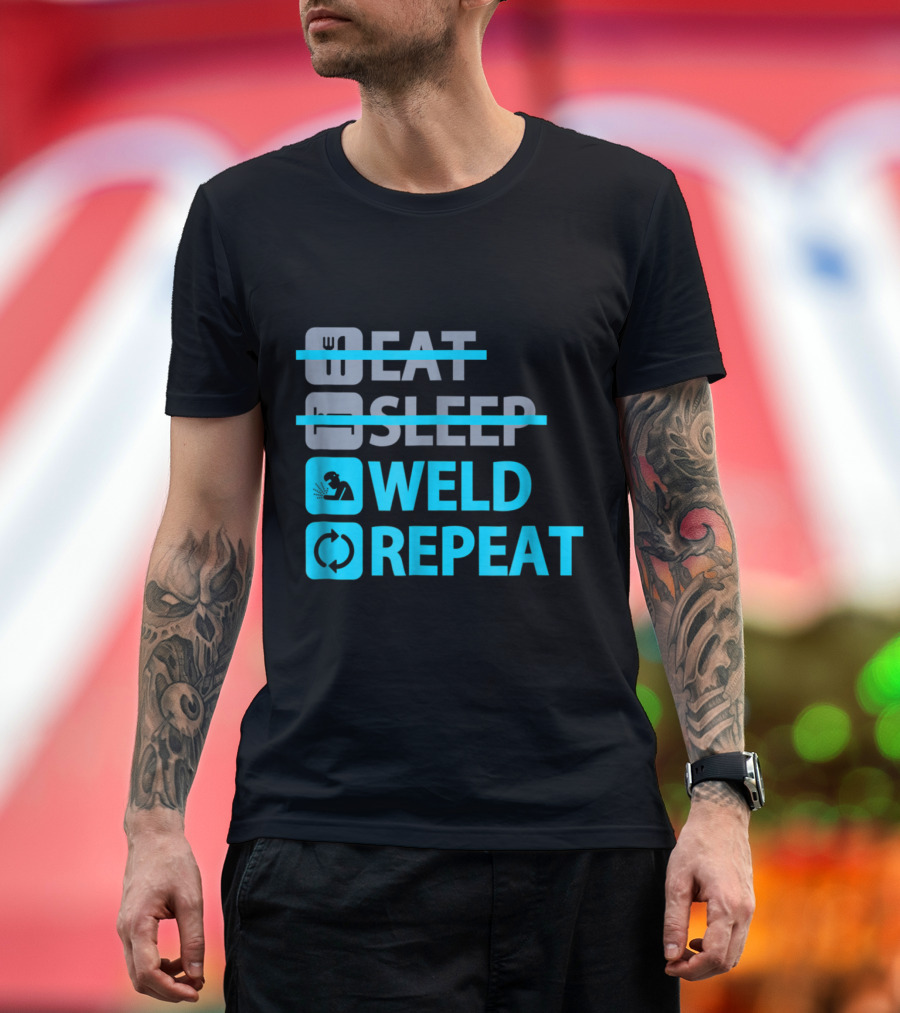 Eat Sleep Weld Repeat Welding Humor Graphic Icons T-Shirt