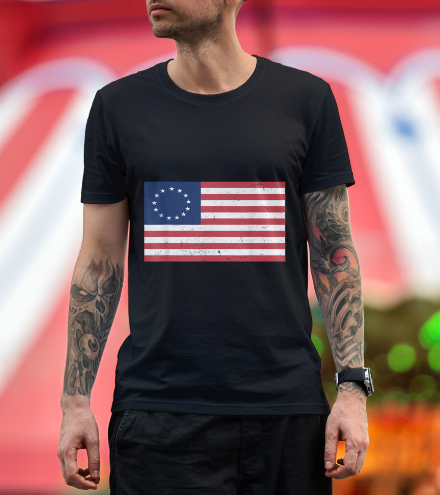 Betsy Ross 13 Stars Vintage American Flag T-Shirt