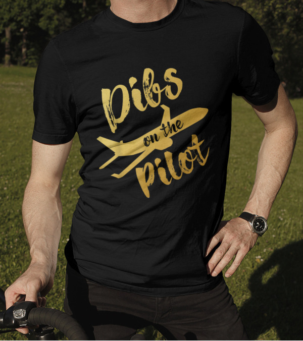 Gold Dibs On The Pilot Airplane Design Typography T-Shirt