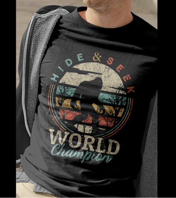 Hide And Seek World Champion Bigfoot Sasquatch Retro T-Shirt