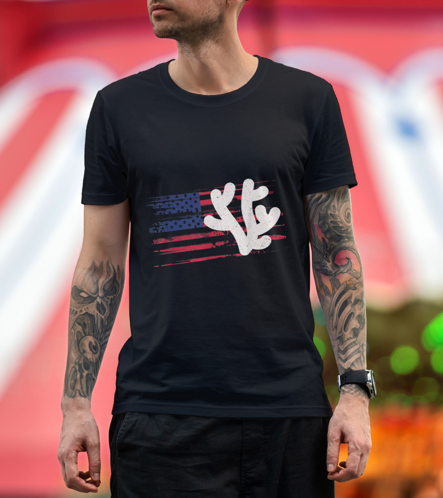 US American Flag with Coral Polyp T-Shirt
