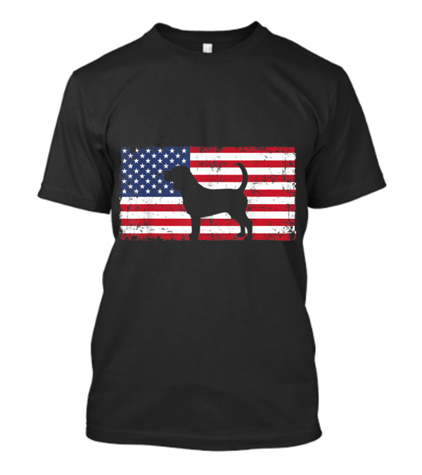 Beagle Silhouette On American Flag Patriotic Dog Lover 4th Of July T-Shirt