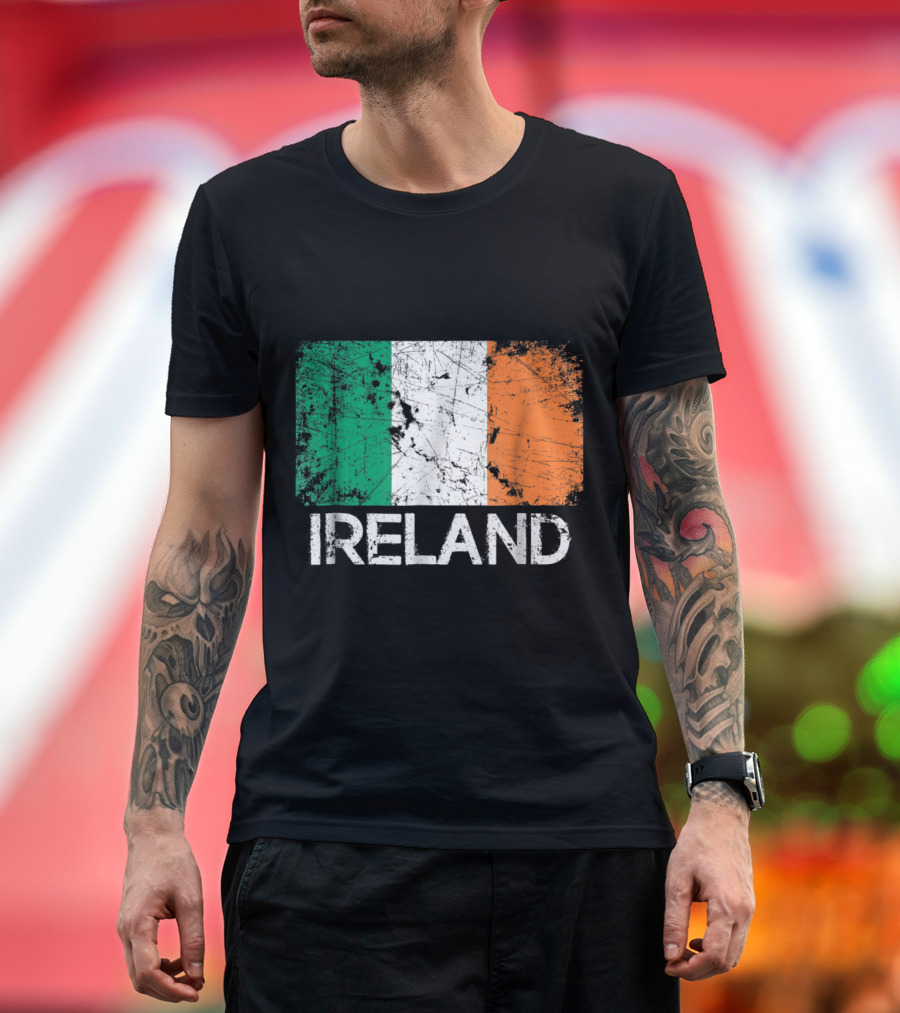 Ireland Flag Distressed Vintage Look T-Shirt