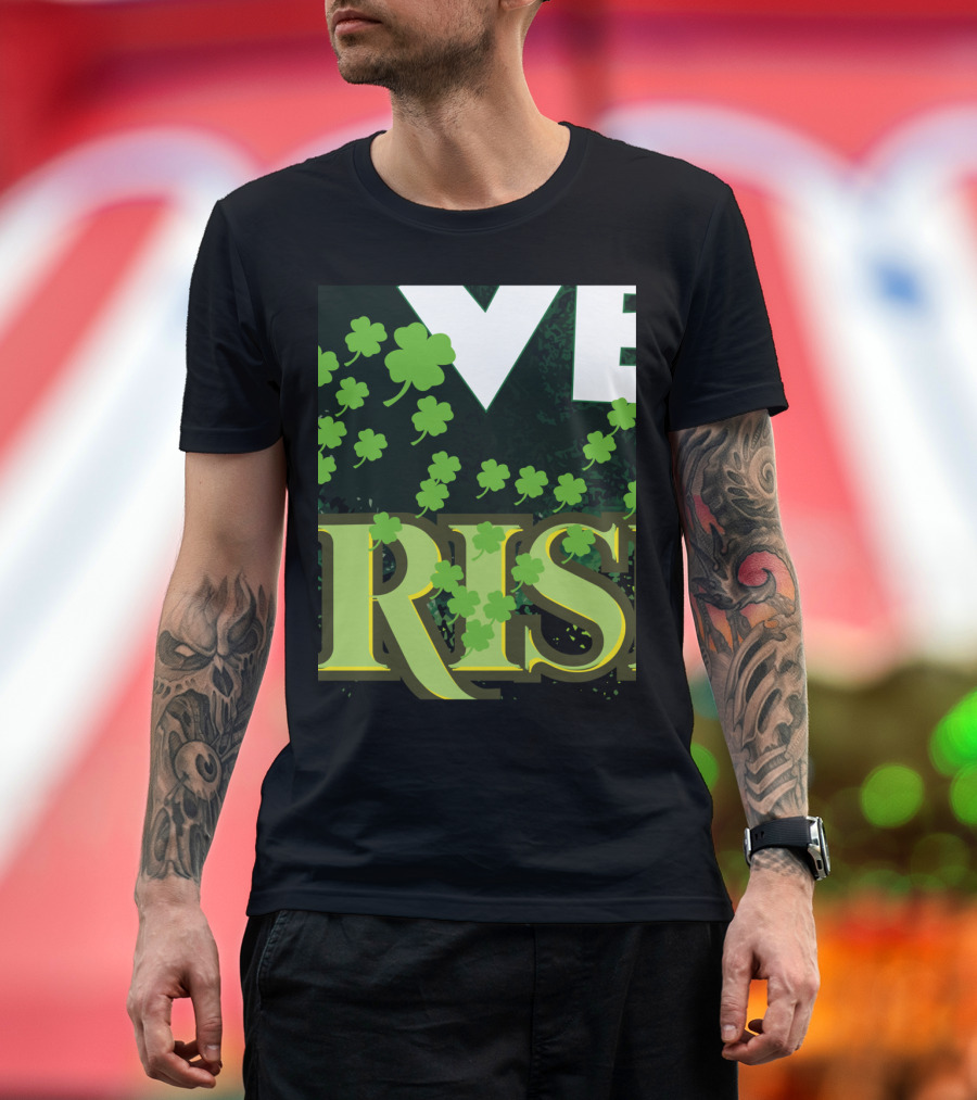 Love Irish Green Heart Shamrock T-Shirt
