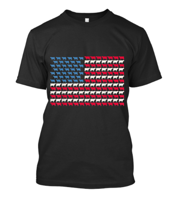 Cow Patterned American Flag Heifer Design For US 4th Of July T-Shirt