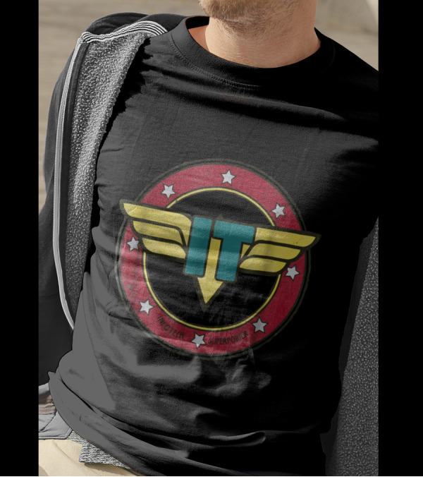 IT Infotech Superpowers Network Security Superhero Emblem T-Shirt