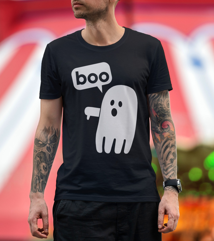 Boo Ghost Speech Bubble Thumbs Down Gesture T-Shirt