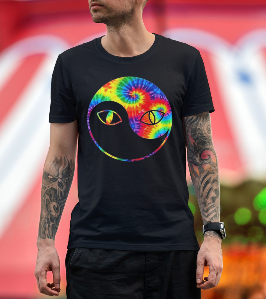 Tie Dye Yinyang Cats Rainbow Eyes Kitty T-Shirt