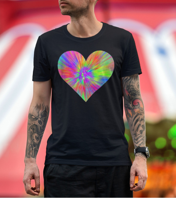 Premium T-Shirt: Tie Dye Colorful Heart Peace Cute T-Shirt Tie Dye Colorful Heart Peace Cute T-Shirt