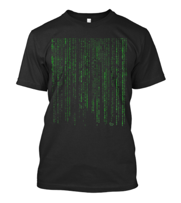 Crypto Technology Digital Code Matrix Style Green Digital Rain T-Shirt