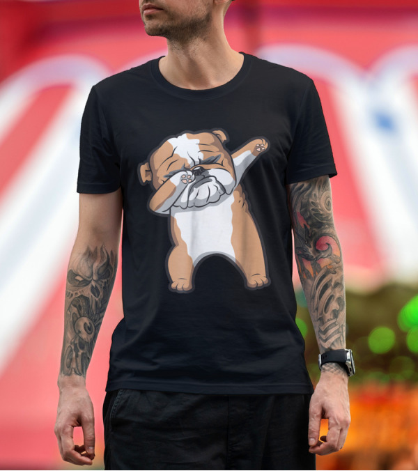 Premium T-Shirt: English Bulldog Adorable Dabbing Pose T-Shirt English Bulldog Adorable Dabbing Pose T-Shirt