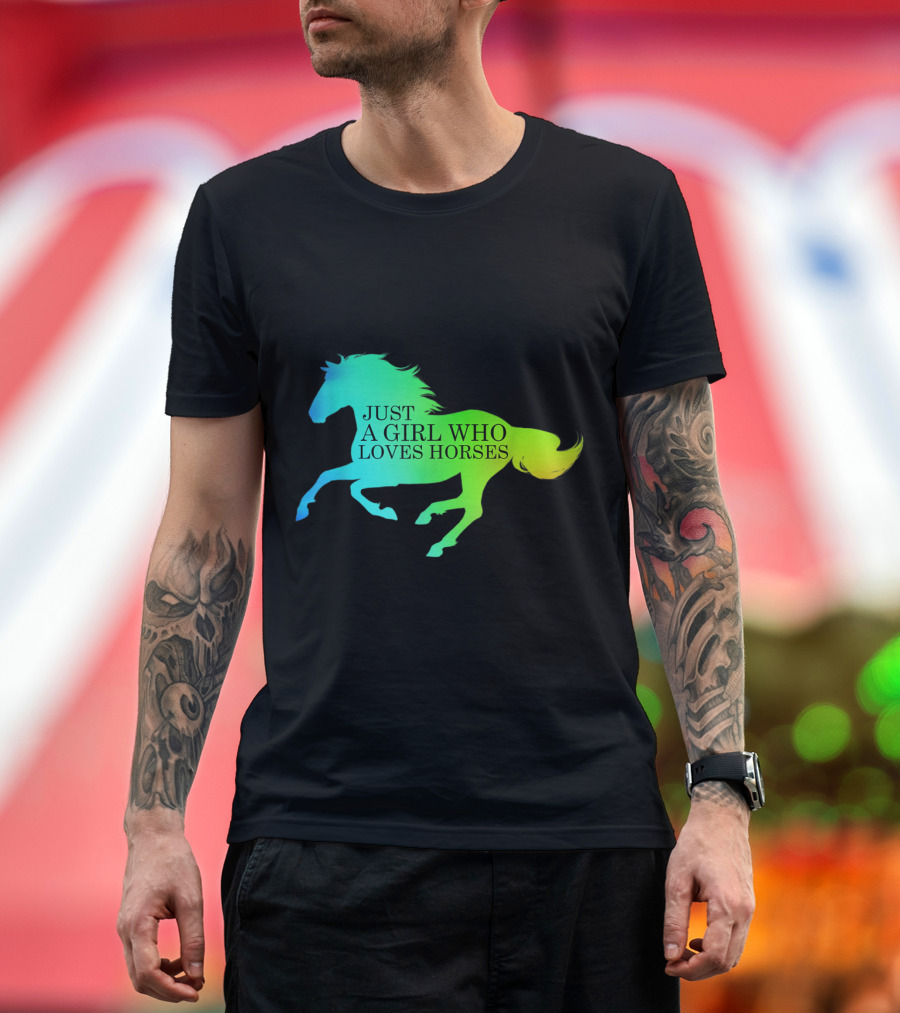 Just a Girl Who Loves Horses Rainbow T-Shirt