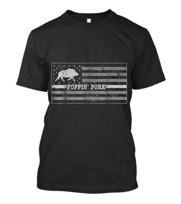 Poppin Pork Feral Hog American Flag T-Shirt