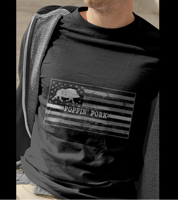 Poppin Pork Feral Hog American Flag T-Shirt