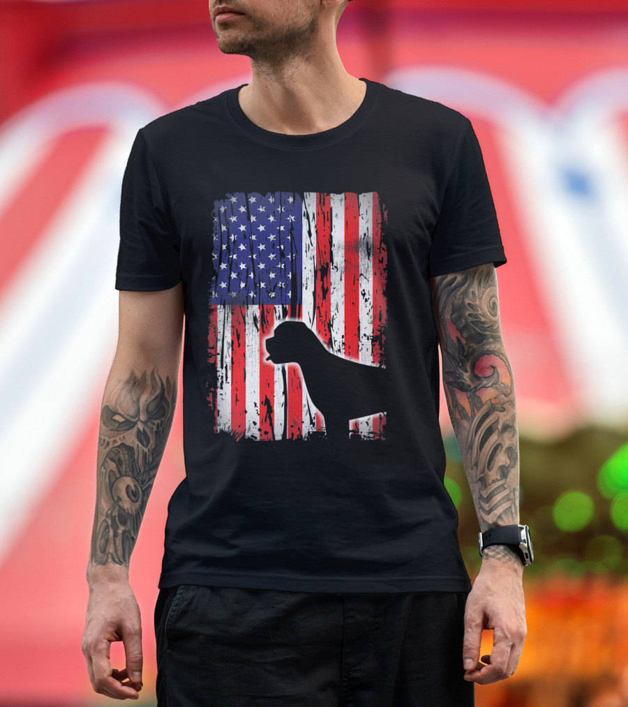 American Flag Boxer 4th of July Patriotic T-Shirt