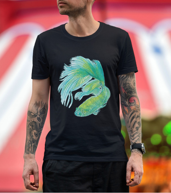 Premium T-Shirt: I Love a Green Betta Fish Vibrant Aquatic T-Shirt I Love a Green Betta Fish Vibrant Aquatic T-Shirt