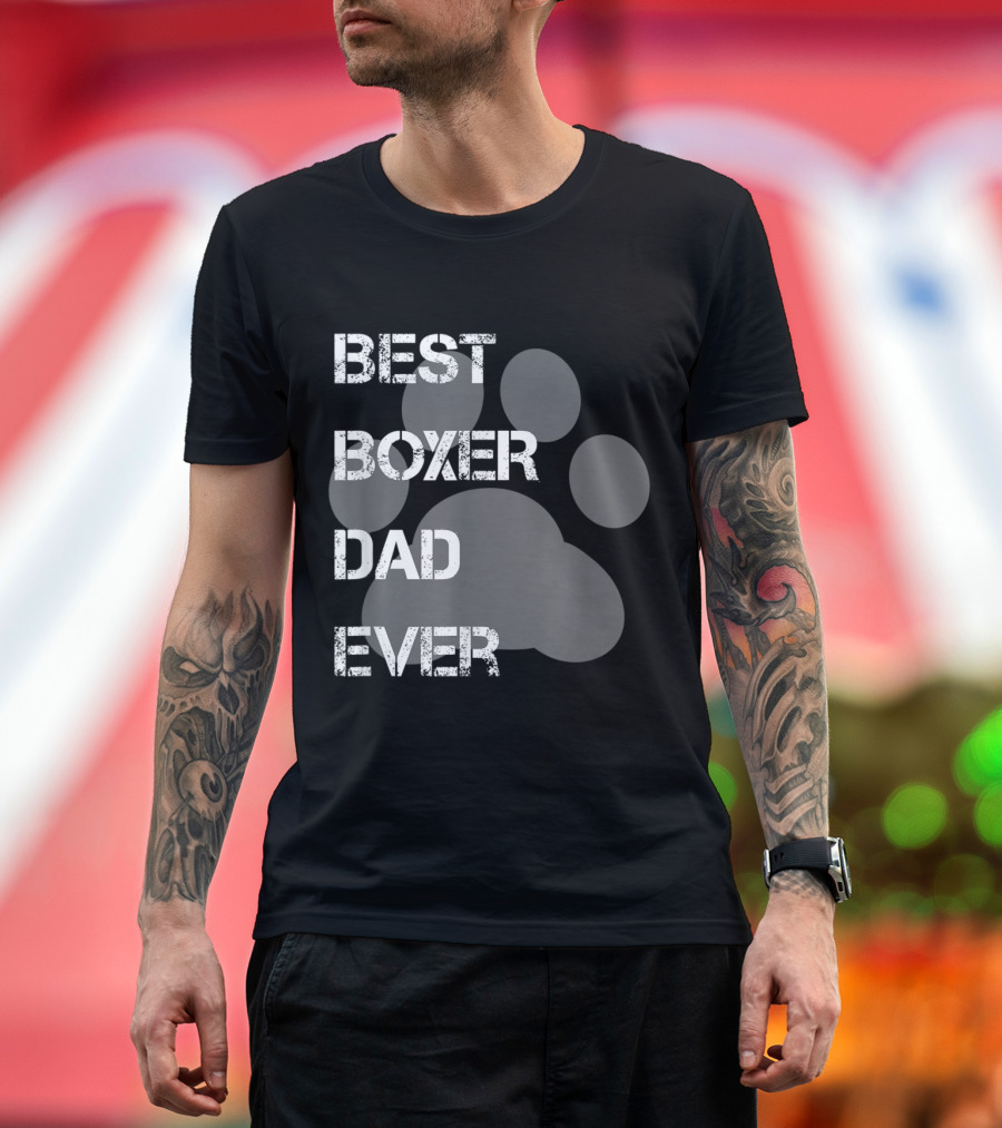 Best Boxer Dad Ever Paw Prints T-Shirt